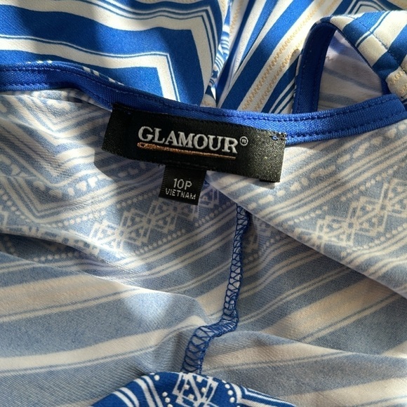 Glamour Blue Striped Pattern Maxi Dress | SIZE 10P - Picture 7 of 8